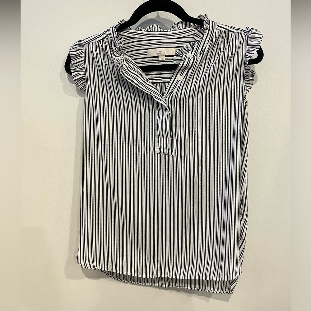 LOFT Black and White Striped Top